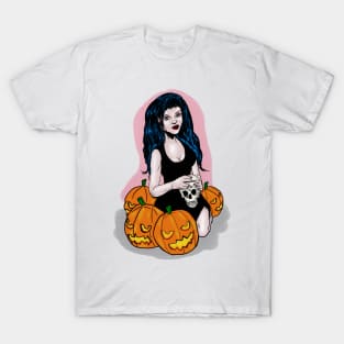 Witchy Woman in a Pumpkin Patch T-Shirt